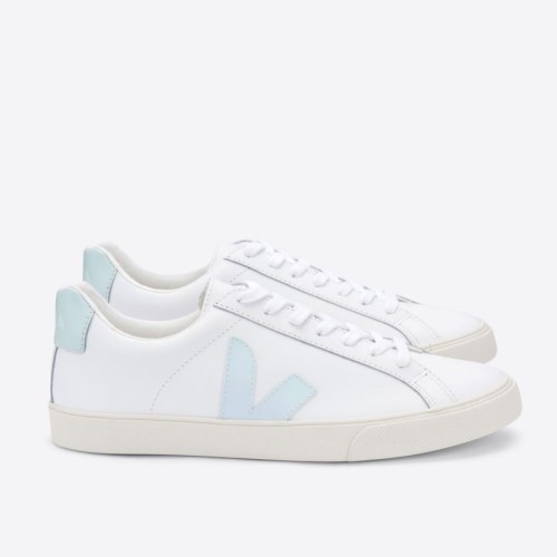 Veja Esplar Leather Mens Trainers White/Light Blue UK 88977